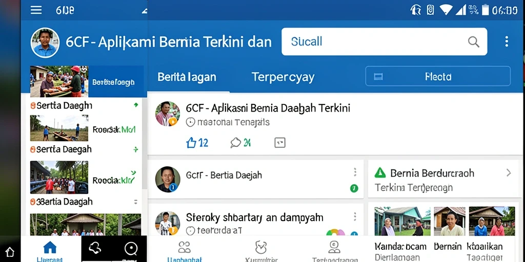 Antarmuka pengguna 6CF yang intuitif untuk berita daerah.