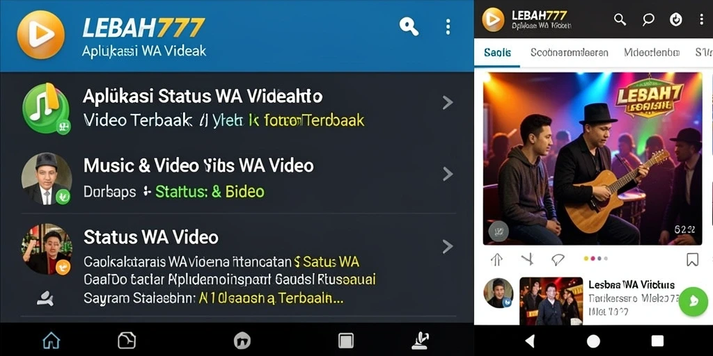 Tampilan antarmuka LEBAH777 dengan berbagai pilihan video Status WA.