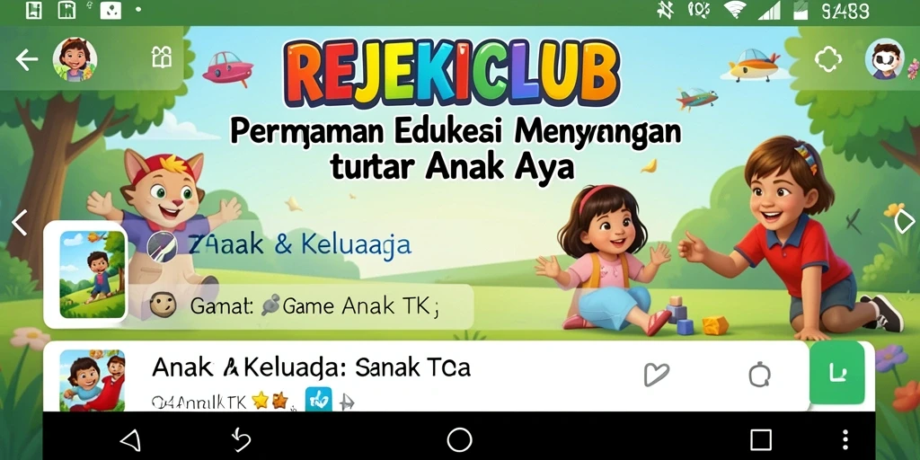 Tampilan antarmuka REJEKICLUB yang cerah dan ramah anak.