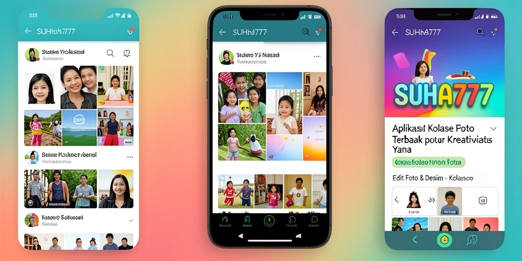 Tampilan antarmuka SUHU777 yang intuitif untuk membuat kolase foto.